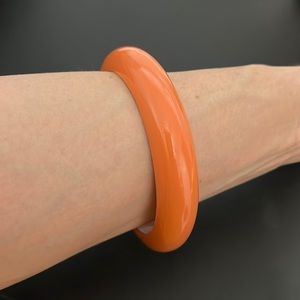 Wood Bangle Bracelet, Orange, Peach, Retro, Boho